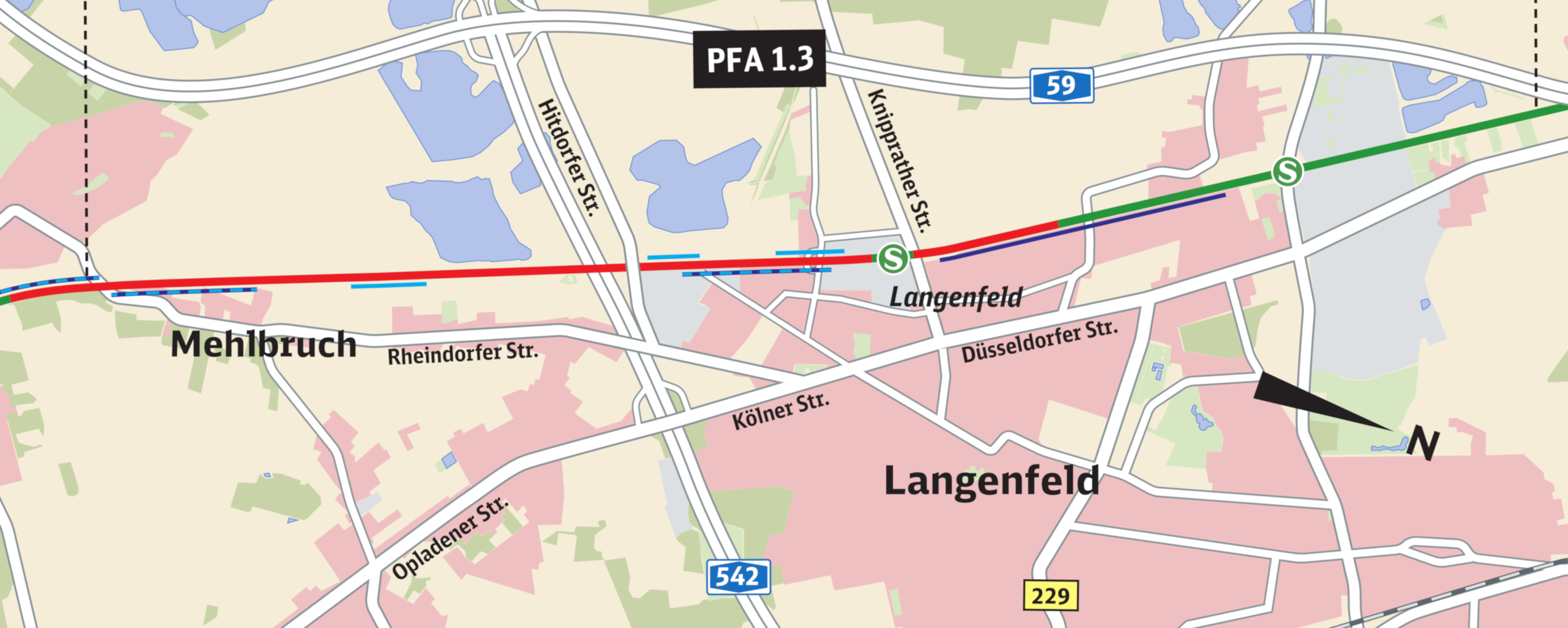 Kartenausschnitt für die aktuellen Maßnahmen vor Ort in Langenfeld